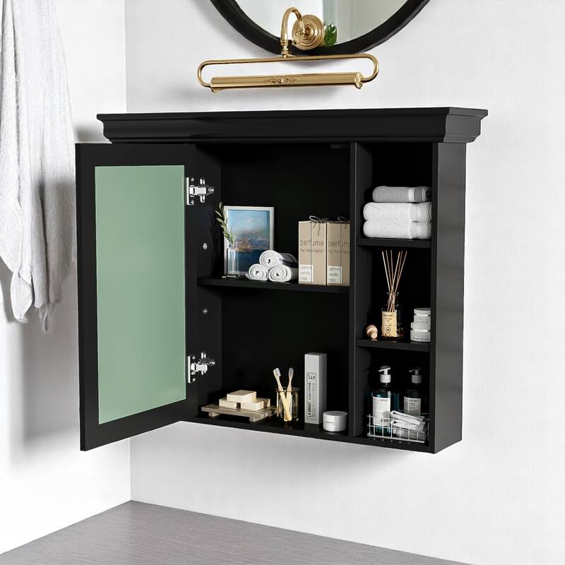 Modern 35" Bathroom Wall Cabinet with Mirror, 6 Shelves for Storage, Over Toilet Cabinet