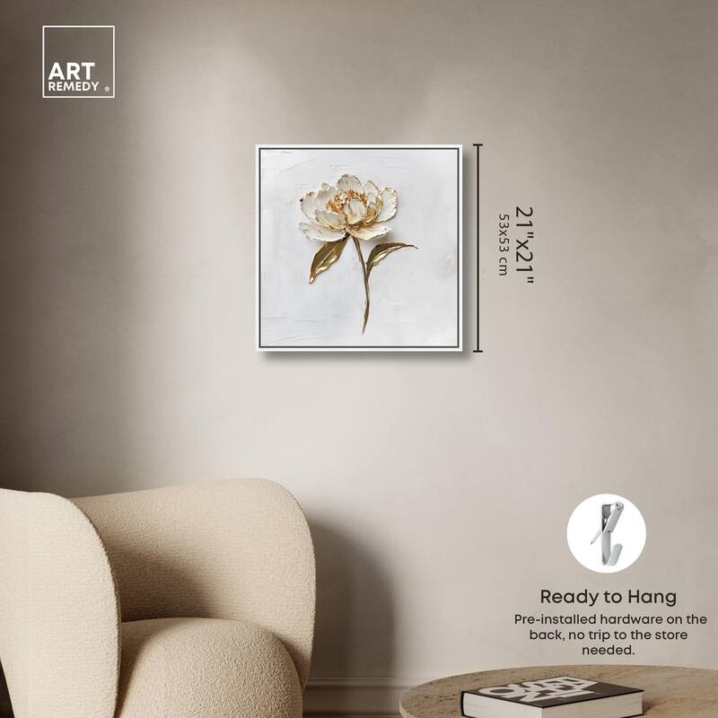 Simple Golden Peonie Canvas by Art Remedy