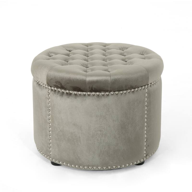 Zahra Velvet Tufted Ottoman by Christopher Knight Home