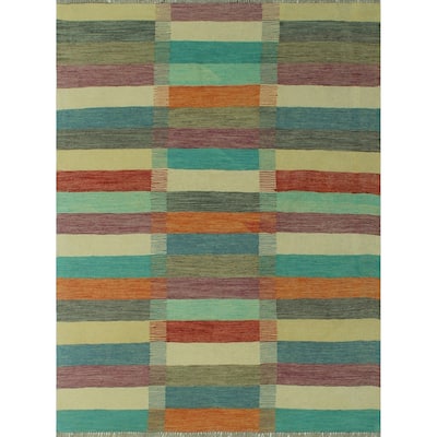 Hand-Woven Winchester Kilim Nuriya Ivory/Rust Rug - 5'0" x 6'6"
