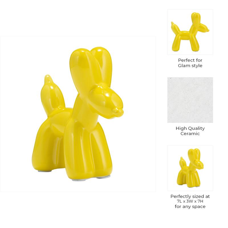 Sagebrook Home Ceramic Balloon Dog Figurine - Modern Decorative Accent Sculpture
