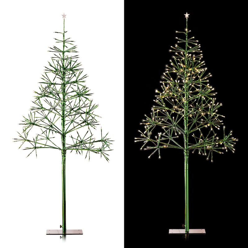 Alpine Corporation 53"H Indoor/Outdoor Artificial Christmas Tree with LED Lights