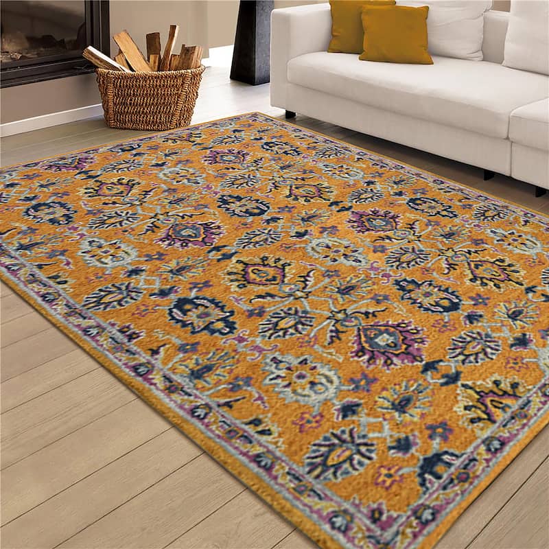 Calliope Sara Orange Hand-Tufted Wool Area Rug - 5' x 8'