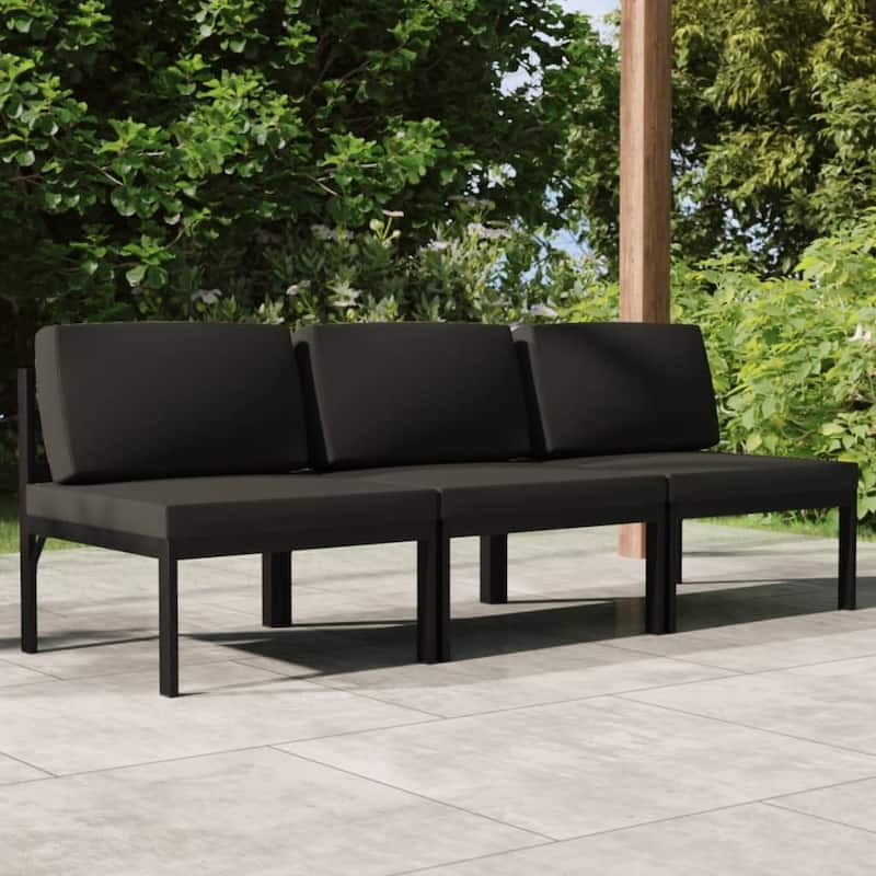 vidaXL Patio Sofa with Cushions Aluminum Anthracite