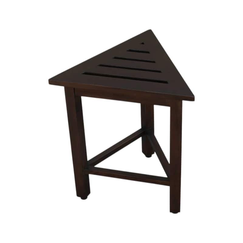 Hotel White Teak 18" Triangle Corner Shower Bench or Shelf