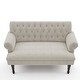 preview thumbnail 3 of 3, Linen Textured Fabric Settee Button Tufted Scrolled Arm Love Seat Sofa