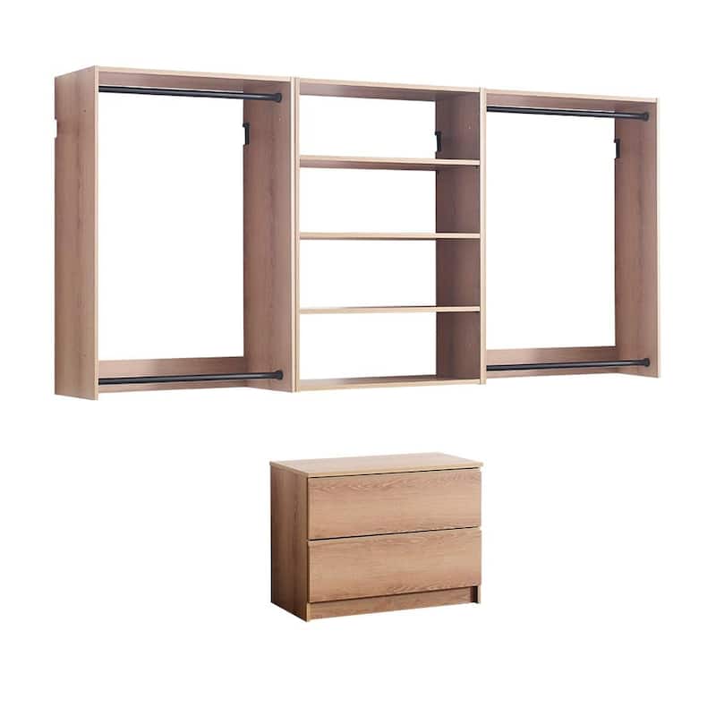 Devi Wall Mounted Wood Closet System - 13.78"D x 94.49"W x 45.28"H