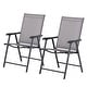 preview thumbnail 2 of 7, Podena Grey Folding Patio Chairs (Set of 2) by Havenside Home