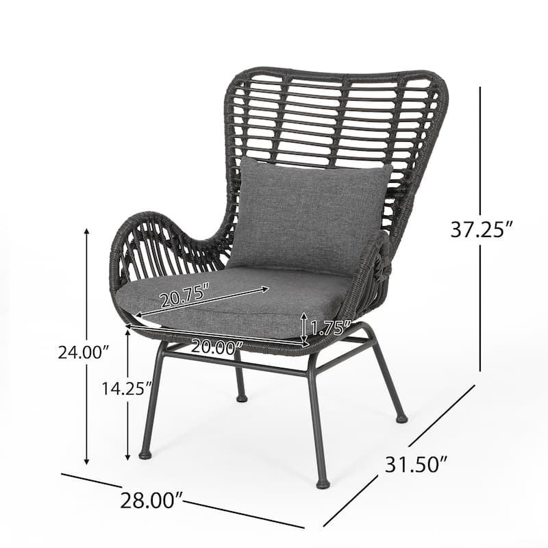Montana Indoor/Outdoor Wicker Club Chairs with Cushion (Set of 2) by Christopher Knight Home
