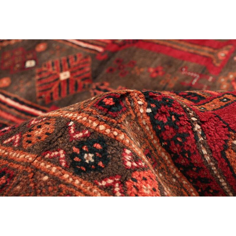 Hand-knotted Authentic Turkish Grey, Red Wool Rug - 4'2" x 9'8" Runner/4'2 x 9'8