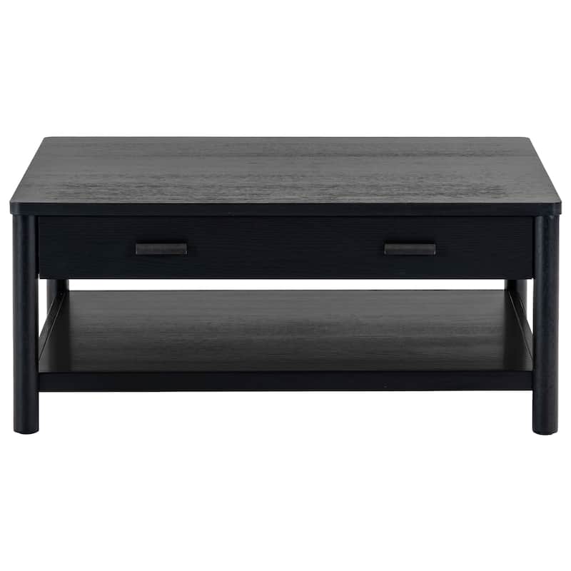 SAFAVIEH Couture Jaylessa Wood 1 Drawer Coffee Table - 42"W x 42"D x 18"H - Black