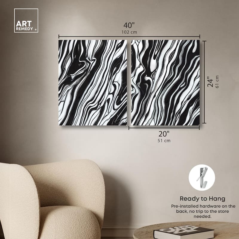 Abstract Lines Set Canvas Set of 2 by Art Remedy, Gallery Wrapped