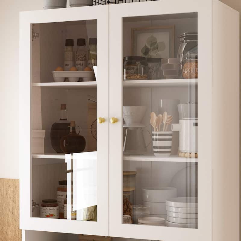 70.9" Storage Cabinet with Glass Doors Office Cabinet Display Cabinet