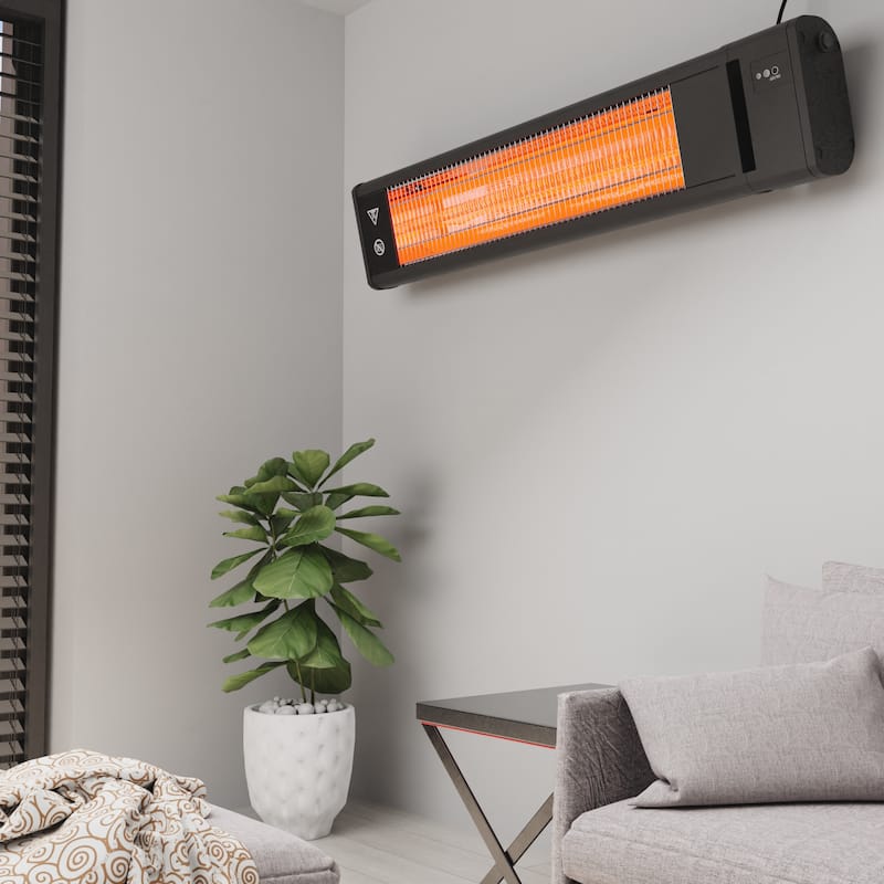 Cozywor Infrared Outdoor Electric Space Heater, Wall Mounted Heater, 1500 W, Remote Control 29" x 6", Black - N/A
