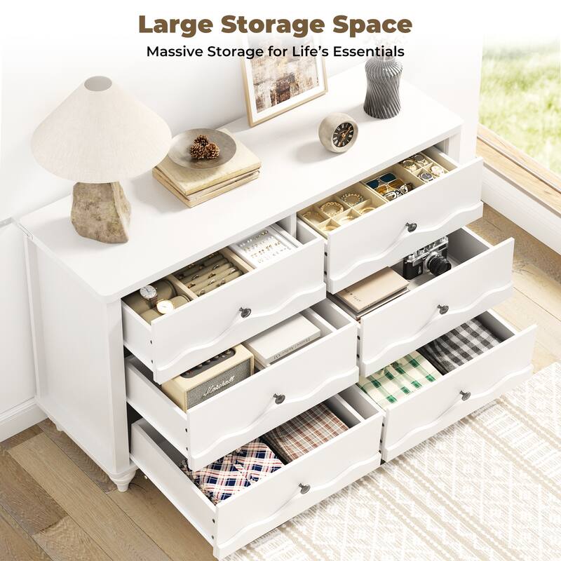 Modern 6-Drawer Dresser Closet Organizer, 43-In Chest of Drawers TV Stand