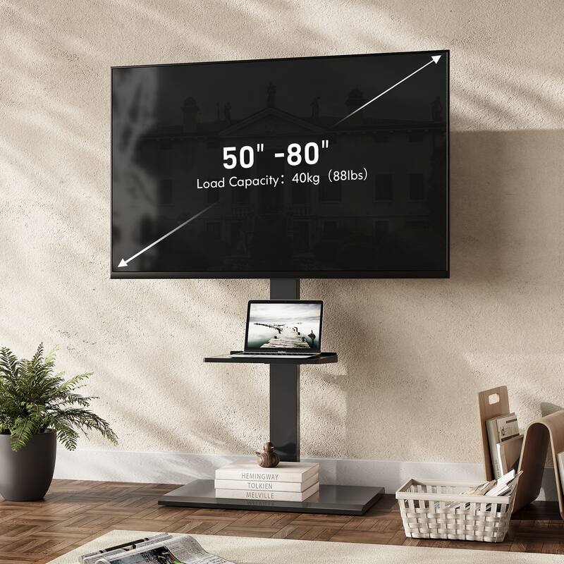 FITUEYES Modern Universal Floor TV Stand for TVs up to 80 inch Iron Base,Hold Up To 110 Lbs