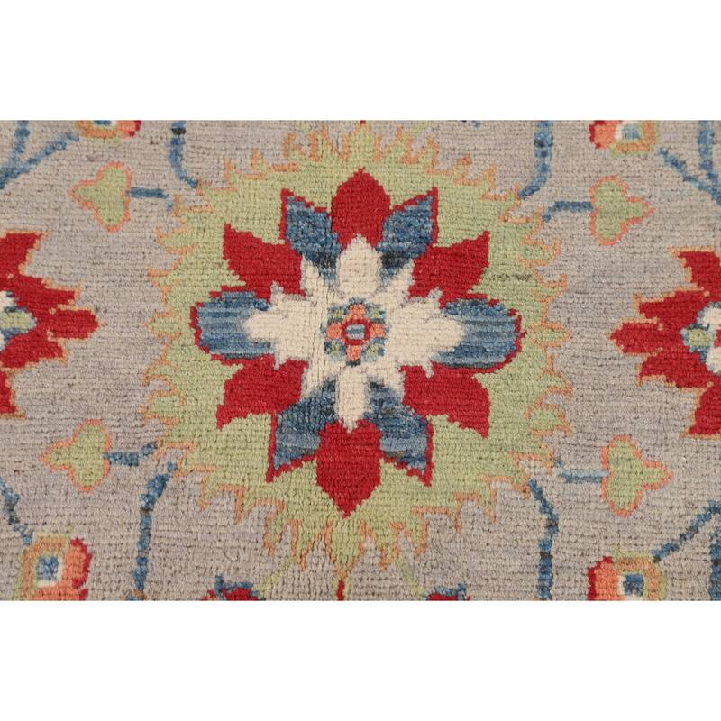 Grey Kazak Area Rug Hand-Knotted Traditional Wool Carpet - 4'10" x 6'6"