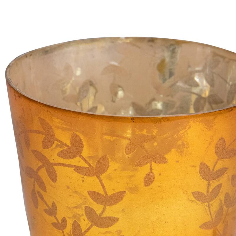 Set of 3 Orange Glass Votive Candle Holders 4"