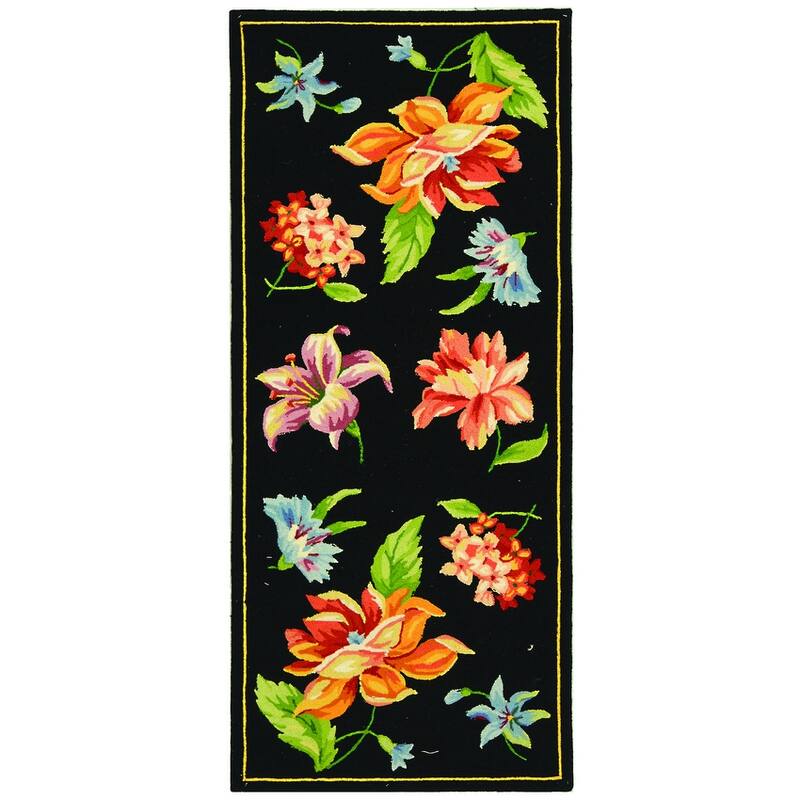 SAFAVIEH Handmade Chelsea Sprig French Country Wool Rug - 2'6" x 6' Runner - Black
