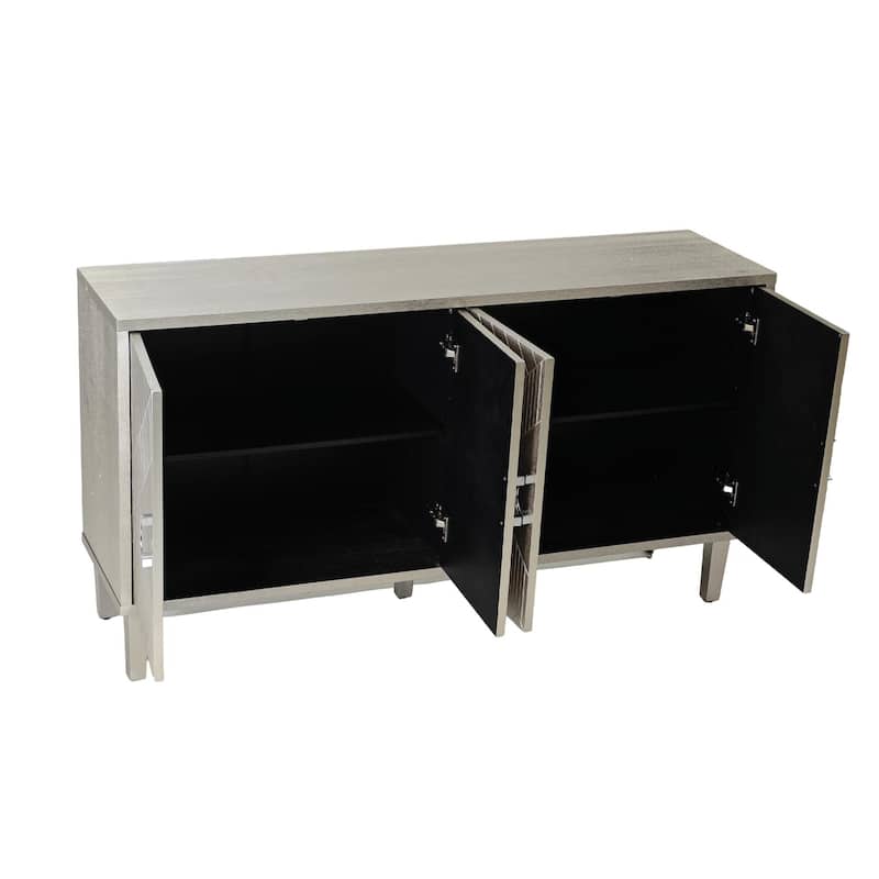 Stylish and Functional 4-Door Storage Cabinet with pine legs