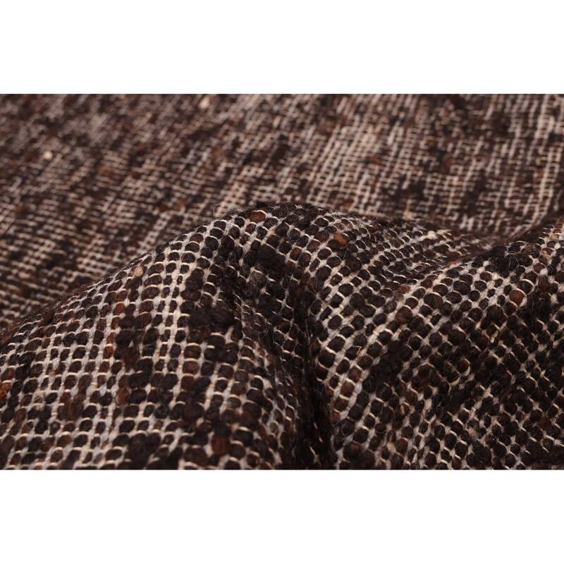 ECARPETGALLERY Braid weave Sienna Dark Brown Wool Kilim - 8'0 x 10'0