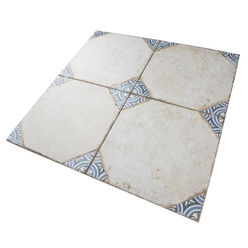 Merola Tile Kings Field Blue 17-3/4" x 17-3/4" Porcelain Floor and Wall Tile