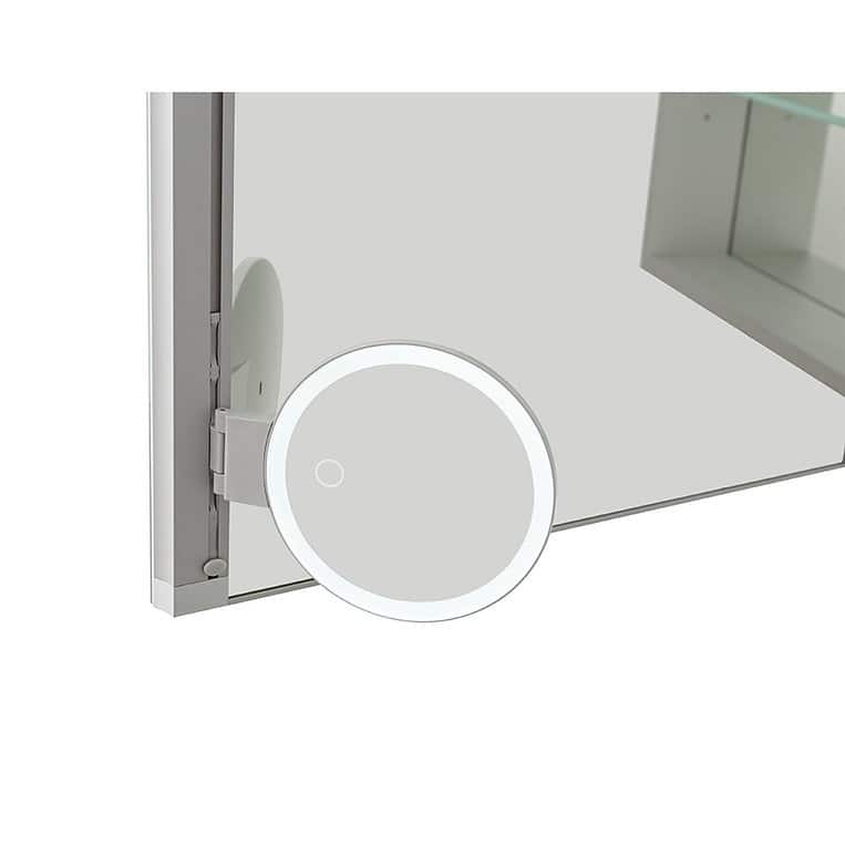 AQUADOM Signature Royale 30W LED Medicine Cabinet Defogger, 3X LED Vertically Adjustable Magnifying Mirror, Electrical Outlets