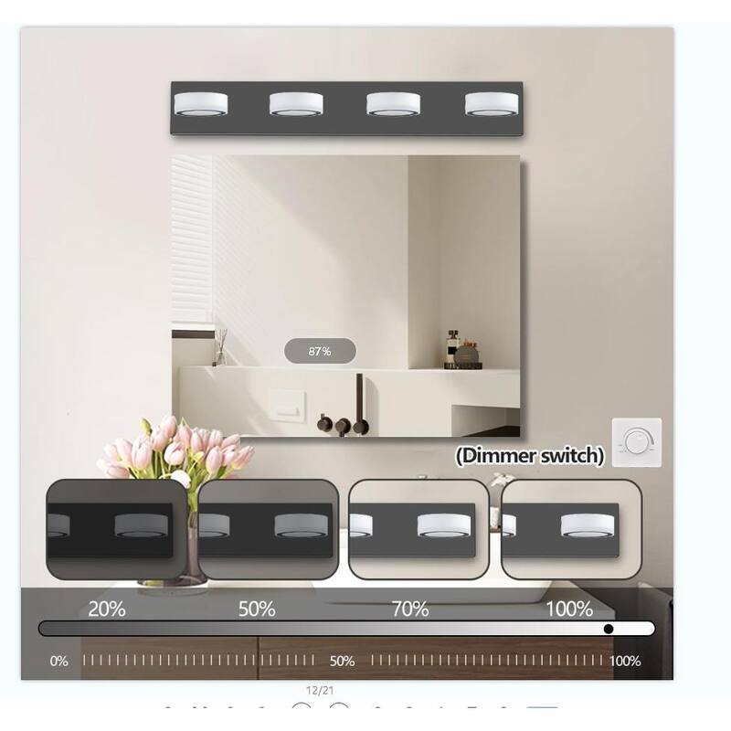 29" Modern 4-Light LED Vanity Light,Bathroom Wall Light Fixture for Mirror, Shower, and Bathroom Decor