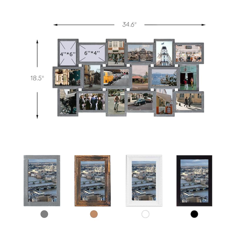18 Openings Family Photo Frame 4x6 Picture Frame Collage Large for Wall Decor