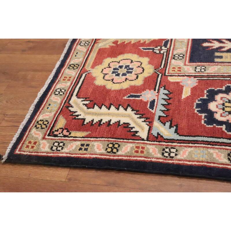 Hand Knotted Oriental 100% Wool Carpet Traditional Medallion Oranges & Rust Heriz (serapi) Area Rug - 9' 1'' X 6' 4''