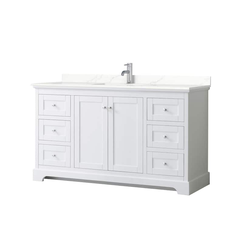 Wyndham Collection WCV232360S-QTZ-UNSMXX Avery 60" Free Standing - White / Giotto Quartz Top / Polished Chrome