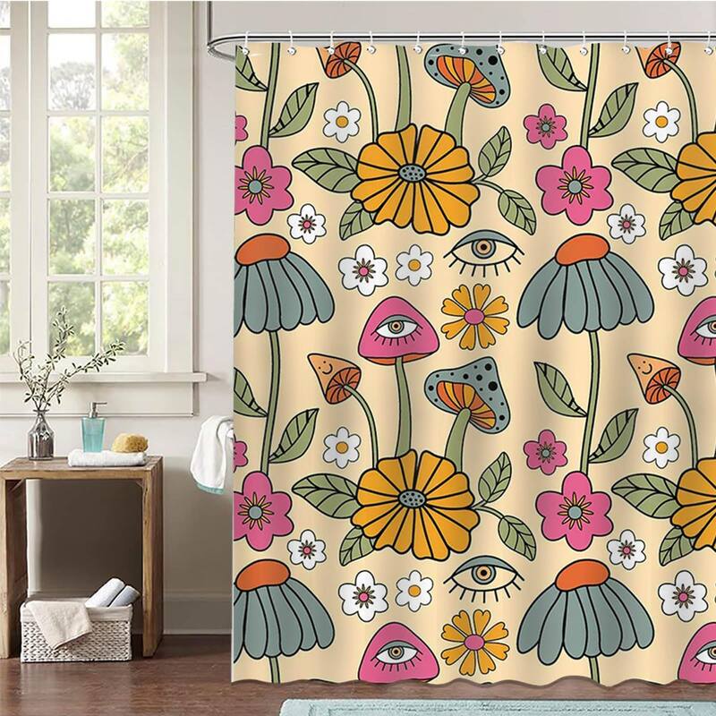Bathroom Curtain Funky Mushroom Shower Curtain Set 72x72 Inches