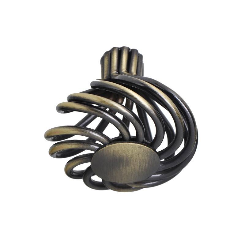Utopia Alley Aire Round Swirl Cabinet Ring Pull Knob - Vintage Cabinet Antique Brass Hardware with Hand, 1.8"