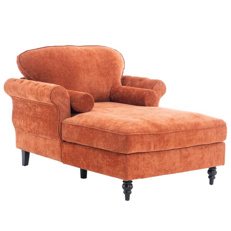 Oversized Chaise Lounge Indoor,Chenille Single Sofa Bed with Wide Seat,Upholstered Lazy Sleeper Armchair,Reading Couch Set
