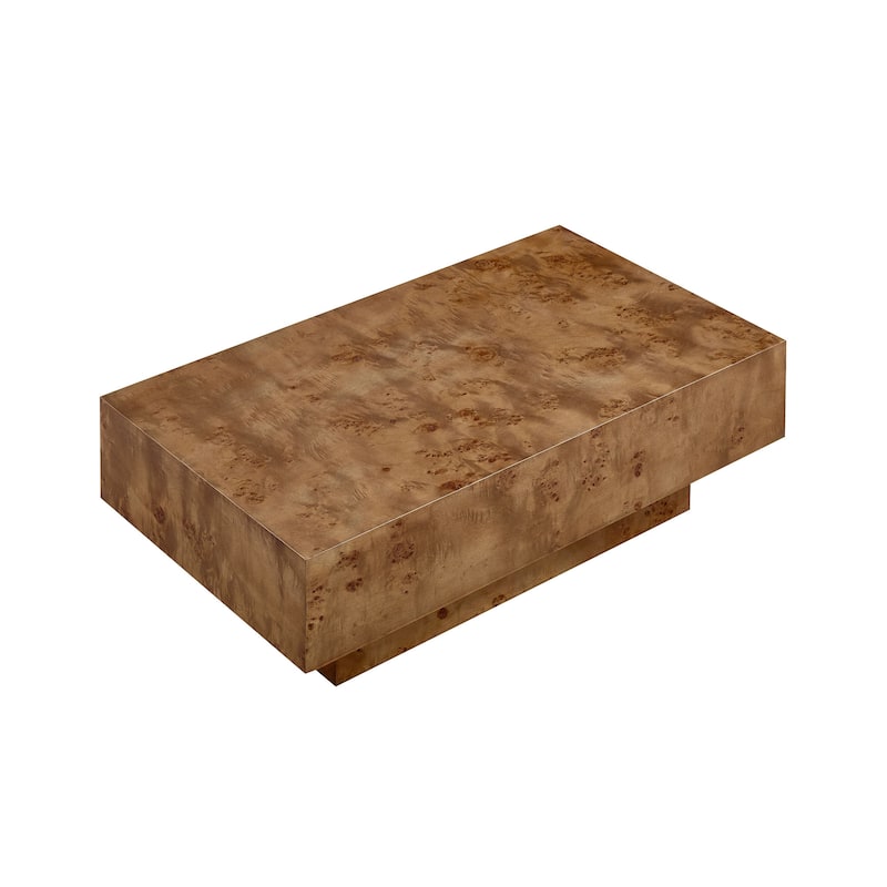 43.31" Mid-Century Modern Rectangle Burl Wood Veneer Coffee Table