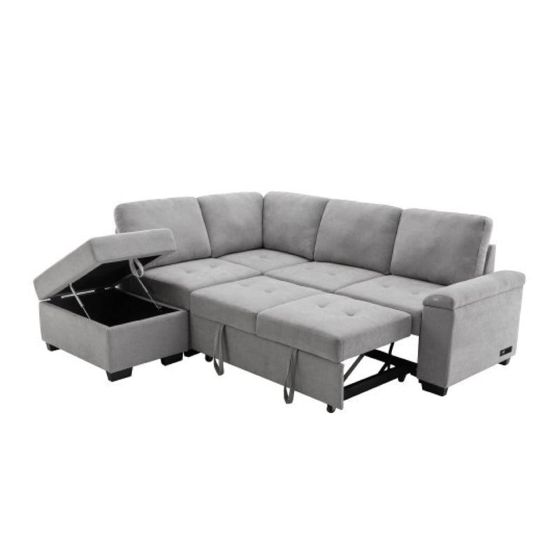 Durable couch and sofa Gray sofa-bed storage Velvet sleeper sofa