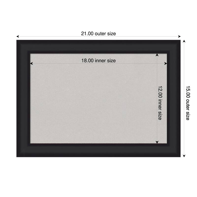 Oliver Black Narrow Wood Framed Cork Board - Bulletin Board, Organization Board, Pin Board - Grey - 21 x 15 in