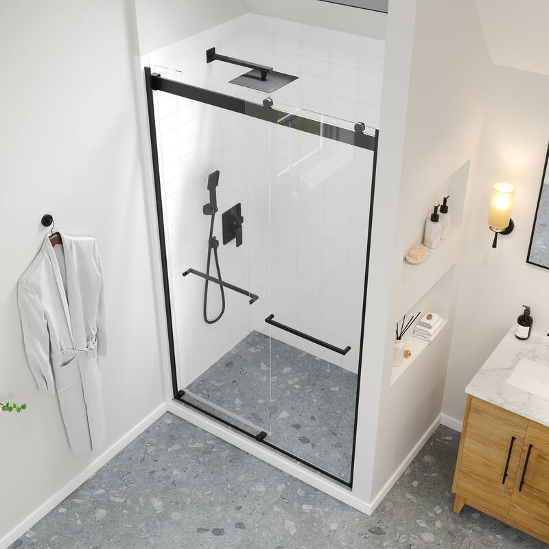 Eviva Orbit Sliding Frameless Shower Door with Tempered Glass