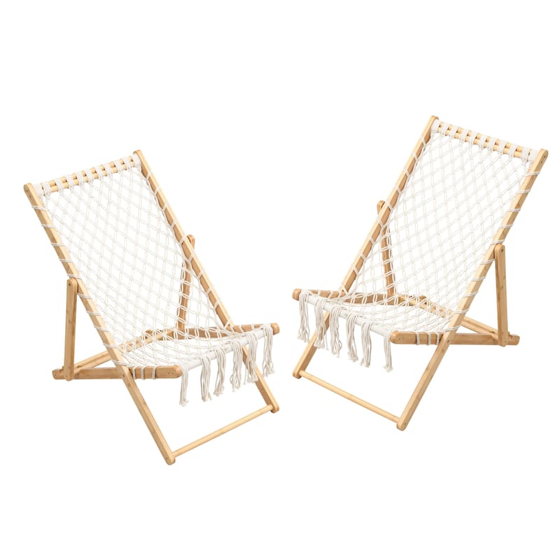 Pair of Handwoven Rope Chairs – Indoor/Outdoor Weaving Seating Set for Patio, Living Space, Garden & Balcony‌ -  Natural