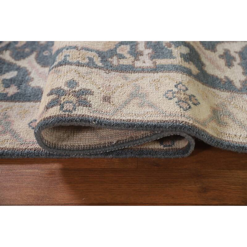 Blue Oushak Style Runner Rug Handmade Wool Carpet - 2'7"x 9'10"