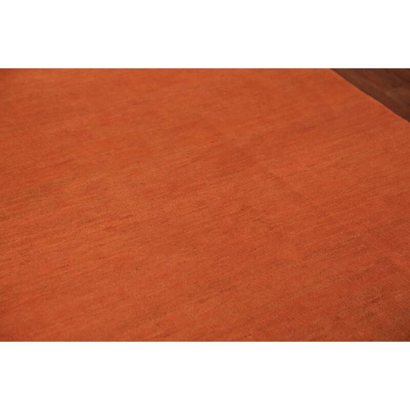 Modern Orange Gabbeh Oriental Area Rug Hand-Knotted Wool Carpet - 6'6" x 9'7"
