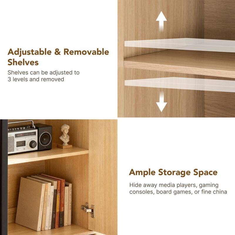 Spruce & Spring 31.5" Modern Industrial Sideboard Cabinet Storage Cabinet