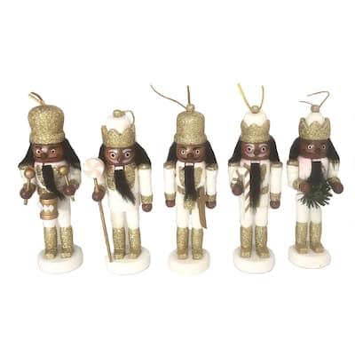 5" Black, White and Gold Nutcrackers, Set of 5