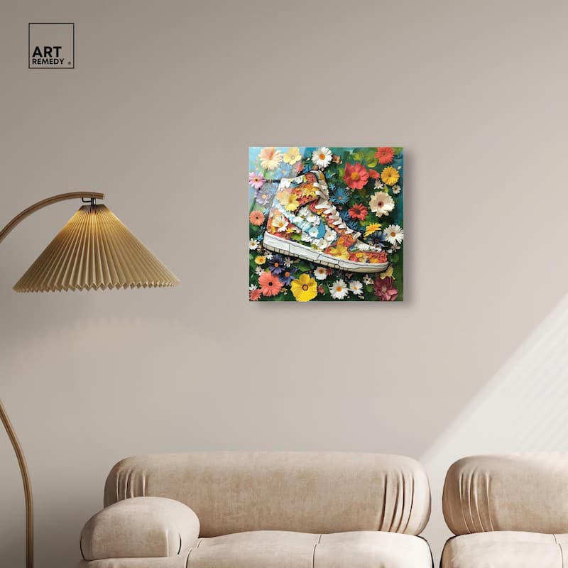 Painted in Floral Sneaker Acrylic by Art Remedy, Ready to Hang