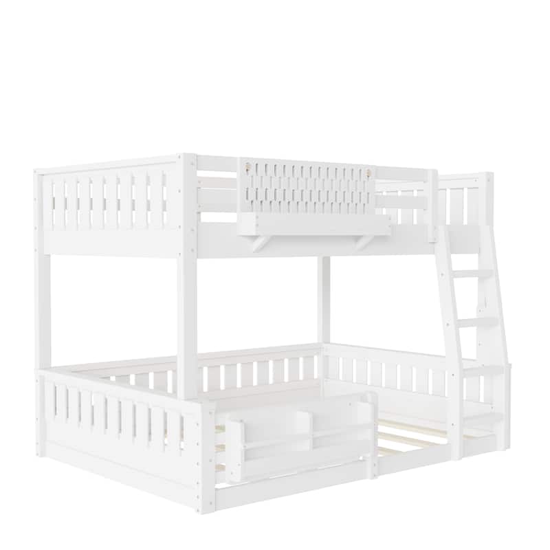 Wooden Bunk Bed of 3 Kinds Size with Pegboard, Bookshelf and Guardrails, Detachable Bunk Bed Convertible 2 Platform Beds