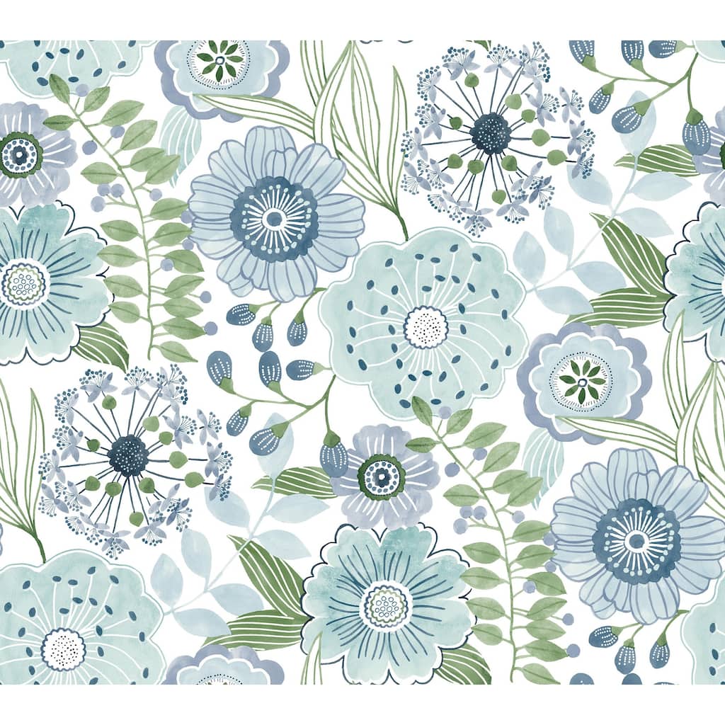 York Wallcoverings Artistic Bouquet Alpine and Leaf Wallpaper
