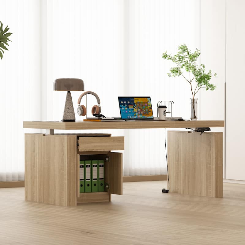 70.9"W Dining Table White Adjustable Workstation Desk Modern Office Desk Height Adjustable Standing Desk Kitchen Island