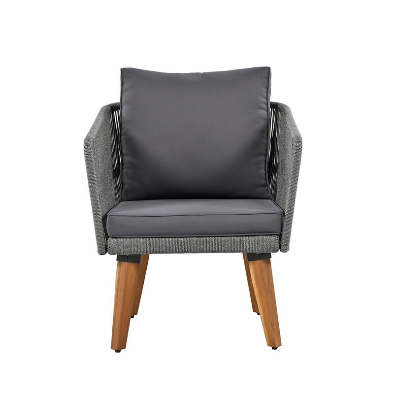 4-Piece Patio Conversation Set with Cushions and Solid Wood Loveseat
