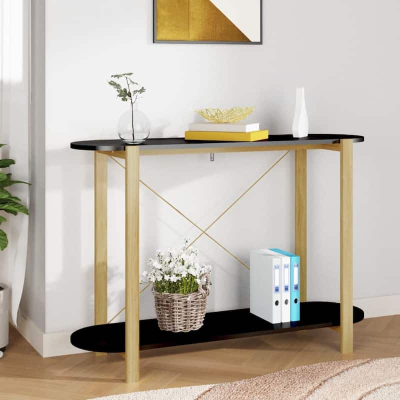 vidaXL Console Table Hallway Entryway Table Narrow Side Table Engineered Wood - 43.3"x15"x29.5" - Black