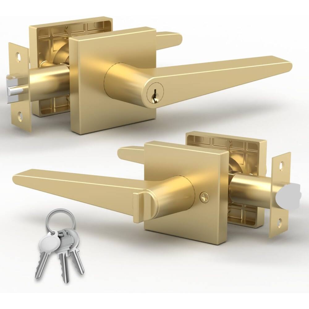 Mega Handles SCHEIN Modern Door Lever Lock with Key | Reversible Handle for Entry | Fits All Standard Doors